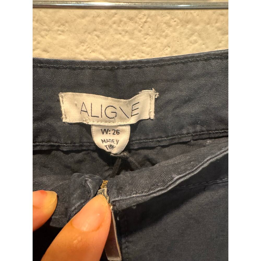 ALIGNE Nyah Wide Leg Zip Front Pants Navy Blue W26 NWT - Picture 2 of 5